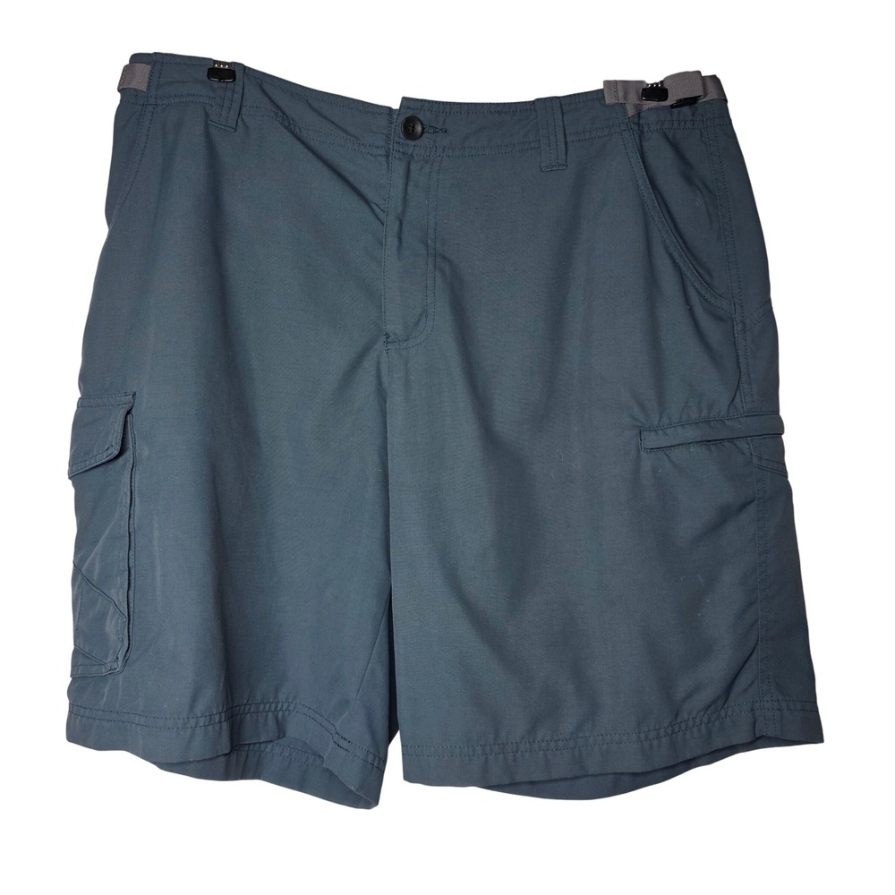 LL Bean Mens Cargo Hiking Shorts Blue Nylon Quick Dry Utility Size L Regular
